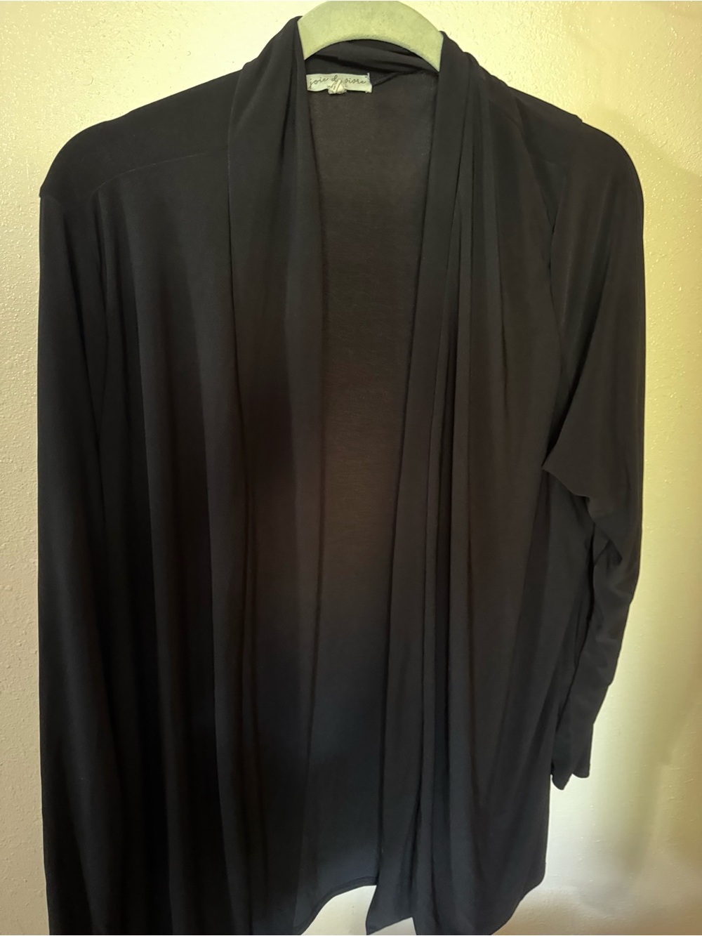Black Open-Front Lightweight Draped Cardigan